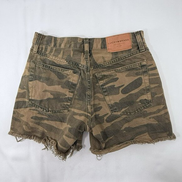 Lucky Brand Relaxed Shorts Jean Women Size 0/25 Camouflage Distressed Cutoff Raw - Picture 2 of 12
